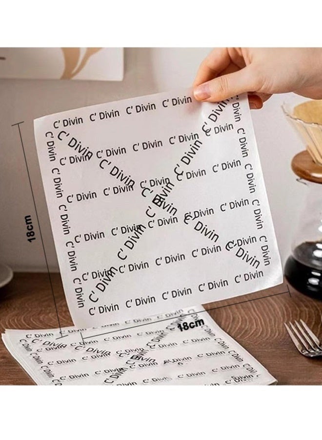 200 Pcs 7.1x7.1 Inch White Printed French Text Sandwich Wrapping Paper Waterproof Greaseproof Waxed Baking Sheets for Fried Chicken Deli Food Picnics Eid Parties Family Gatherings BBQs Lunch Boxes Kitchen Supplies - Image 4